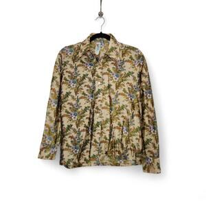 Vintage 70s Button Floral Groovy Shirt Rockabilly Western Top Shirt VTG